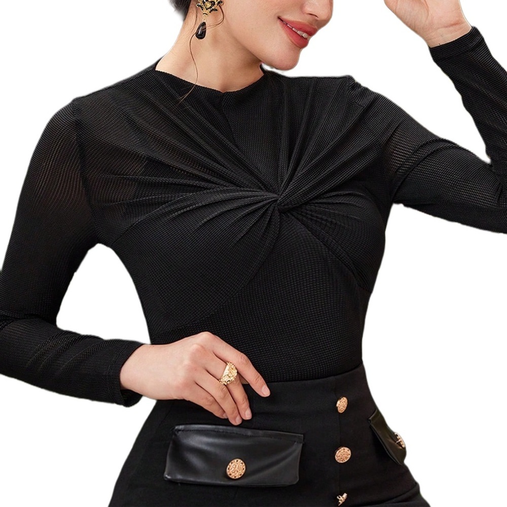 Women's Textured Twisted Crop Top T-Shirt